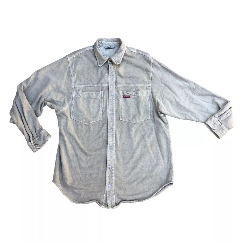 VTG HARD TAIL Forever Button Snap Shirt SMALL Beige Tan Cotton Top Mens​​